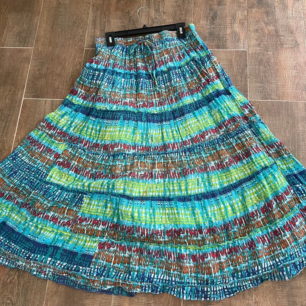 Kim Rogers Women's Tiered Festival Boho Hippie Gypsy Skirt  Large 100% Cotton - Picture 2 of 7